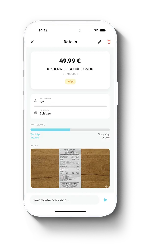 CoParently Ausgabe Übersicht