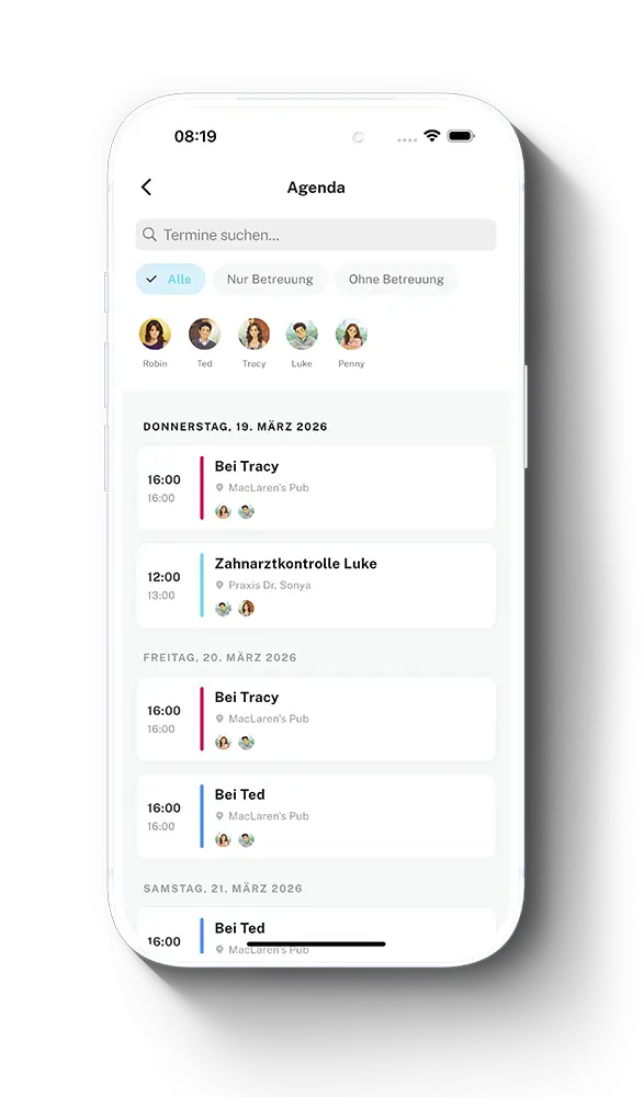 CoParently Kalender List View