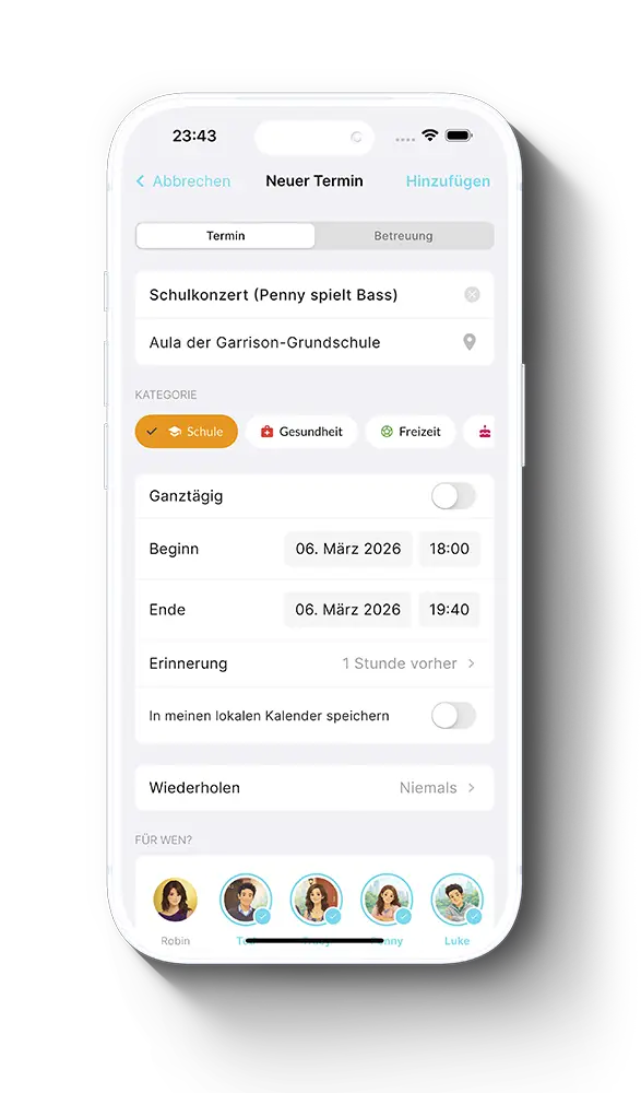 CoParently Termine erstellen