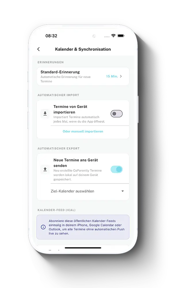 CoParently Termine Exportieren und Importieren